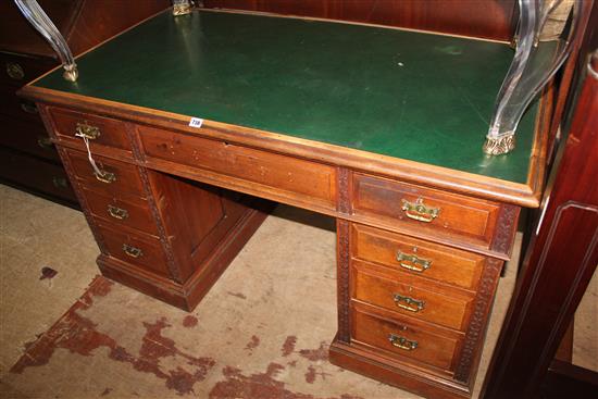 Victorian carved walnut pedestal desk, circa 1900